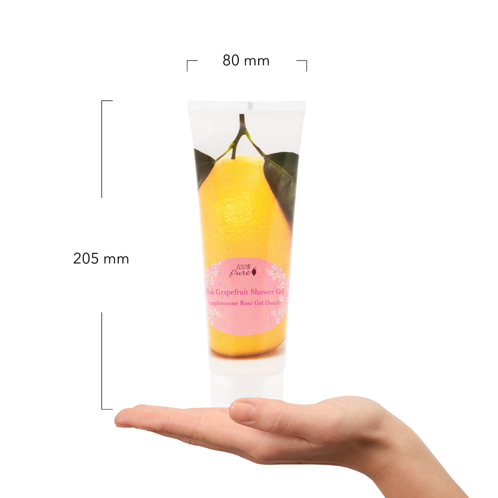 100% PURE Pink Grapefruit Shower Gel – Hydrating Body Wash for All Skin Types | Gluten-Free & Vegan | 8 fl oz