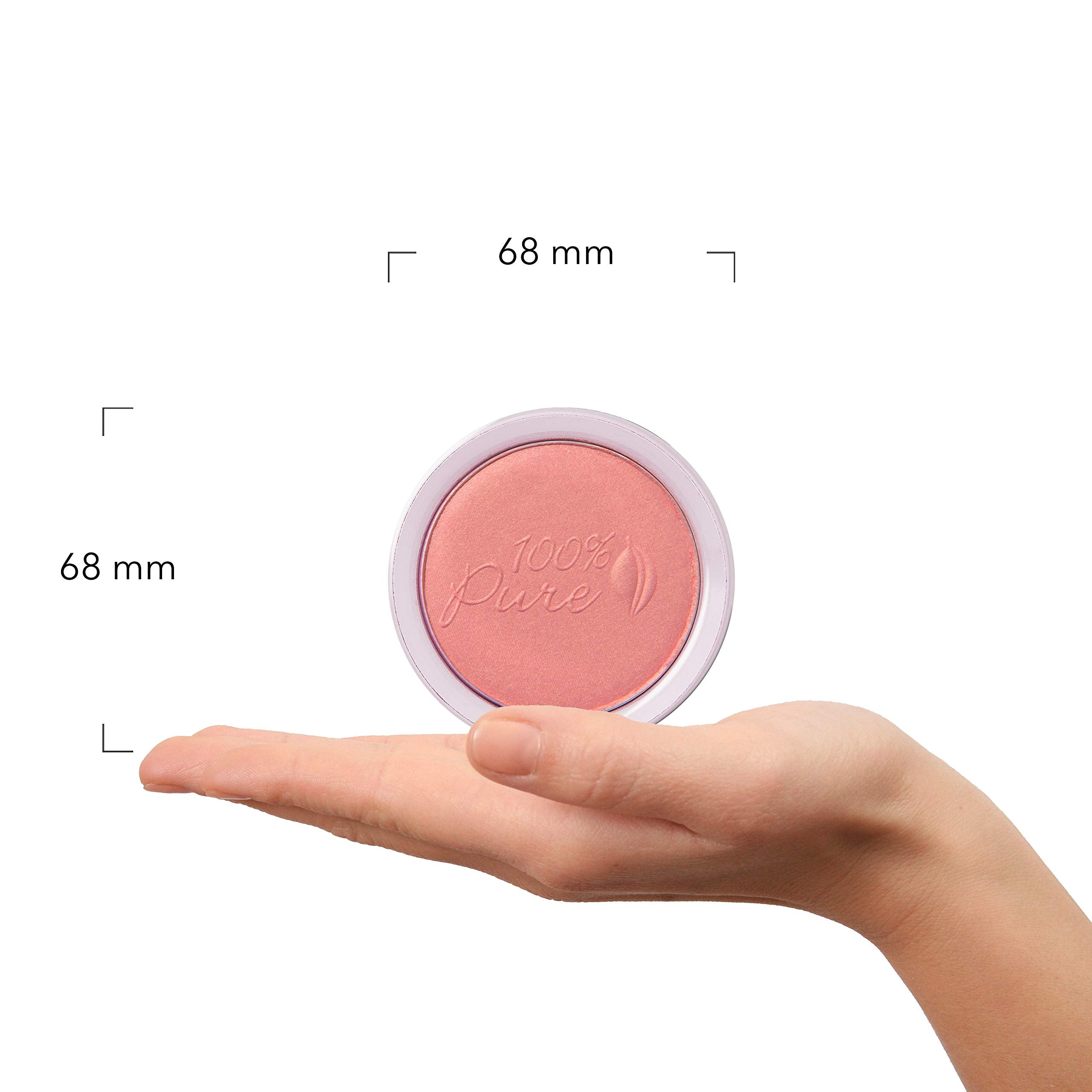 100% PURE Powder Blush Mimosa – Fruit Pigmented, Light Coral, Soft Shimmery Finish, Rosehip Oil & Cocoa Butter, 1.81 oz