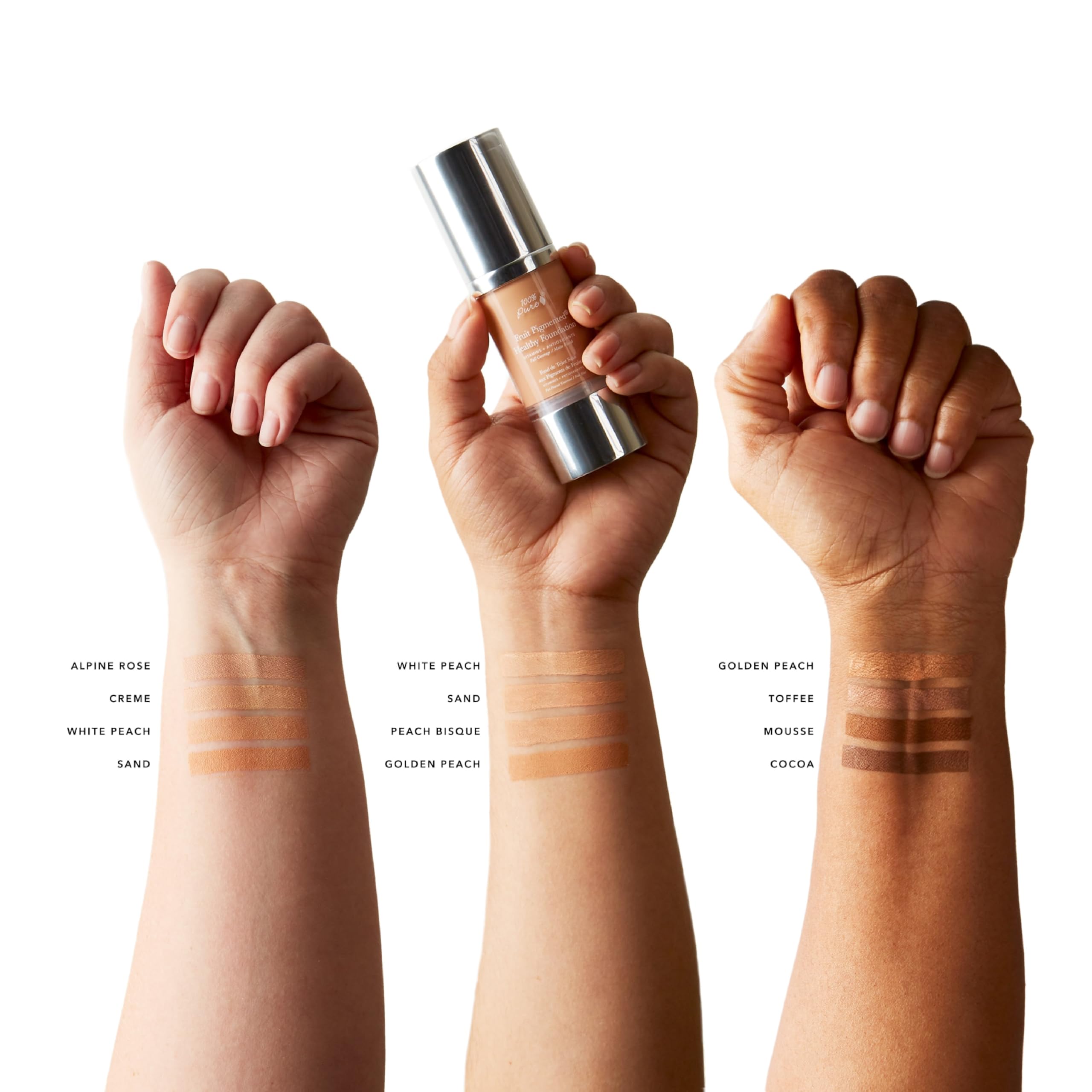 100% PURE Healthy Foundation - Light Warm Fruit Pigmented, Full Coverage, 1 oz