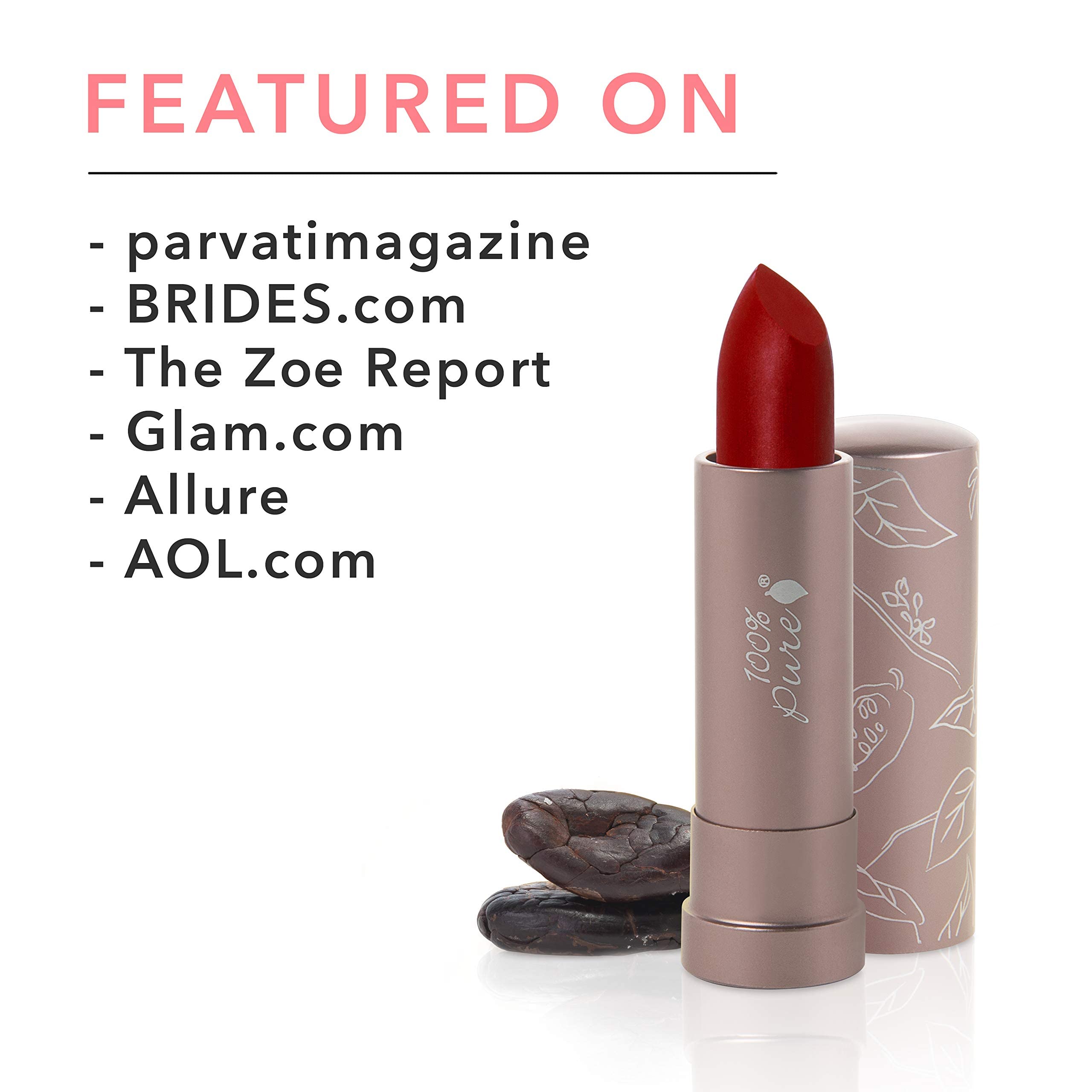100% PURE Cocoa Butter Matte Lipstick – Blood Orange (Classic Brick Red) 0.15 oz