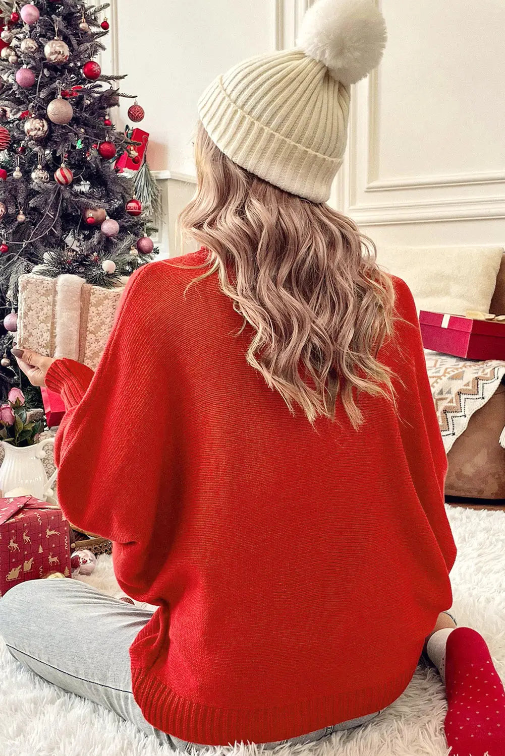 Fiery Red High Neck Sweater for a Stylish Christmas