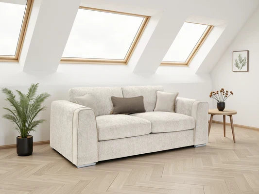 Naples 3-Seater Sofa with Soft Chenille, Removable Cushion Covers