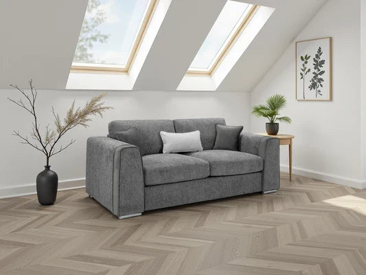 Naples 3-Seater Sofa with Soft Chenille, Removable Cushion Covers