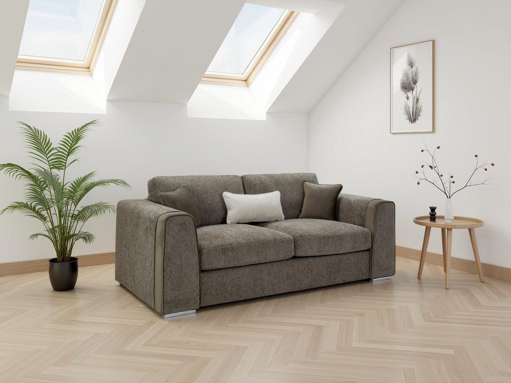 Naples 3-Seater Sofa with Soft Chenille, Removable Cushion Covers