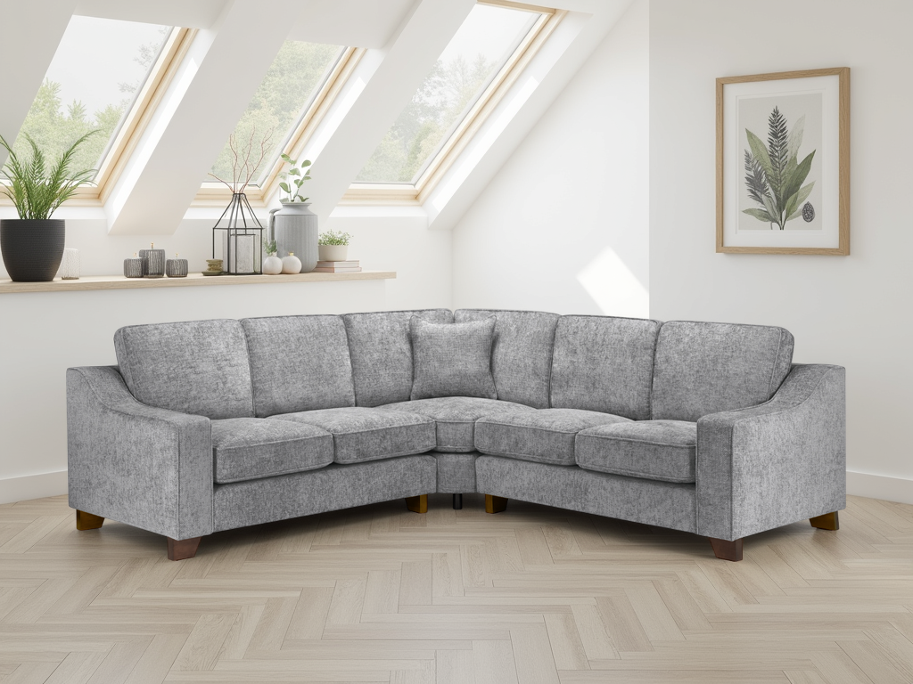 Nebraska Large Corner Sofa: Plush Fabric, Removable Cushions, Sturdy Wooden Feet