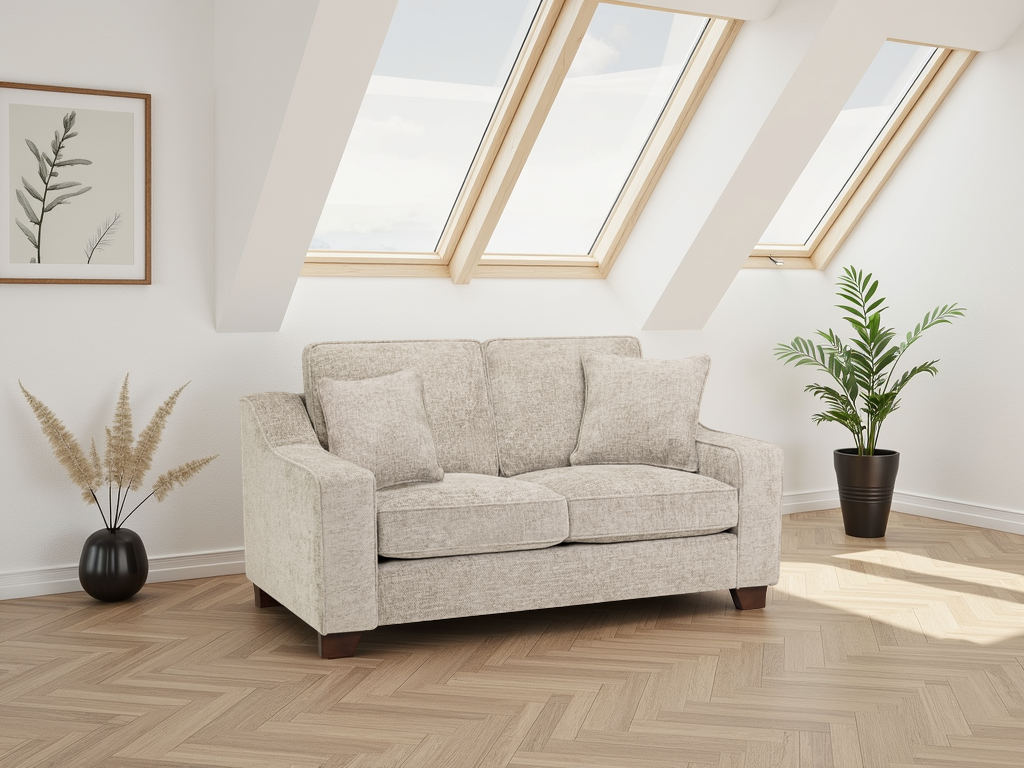 Nebraska 2-Seater Sofa: Plush Fabric, Removable Cushions, Sturdy Wooden Feet