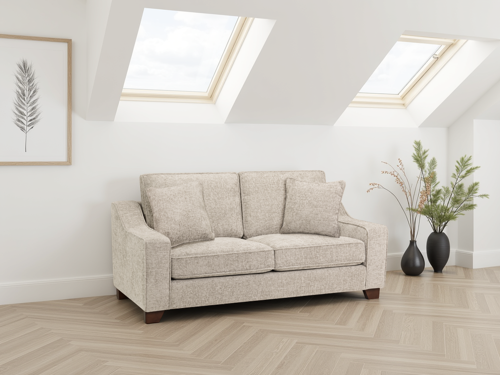 Nebraska 3-Seater Sofa: Plush Fabric, Removable Cushions, Sturdy Wooden Feet
