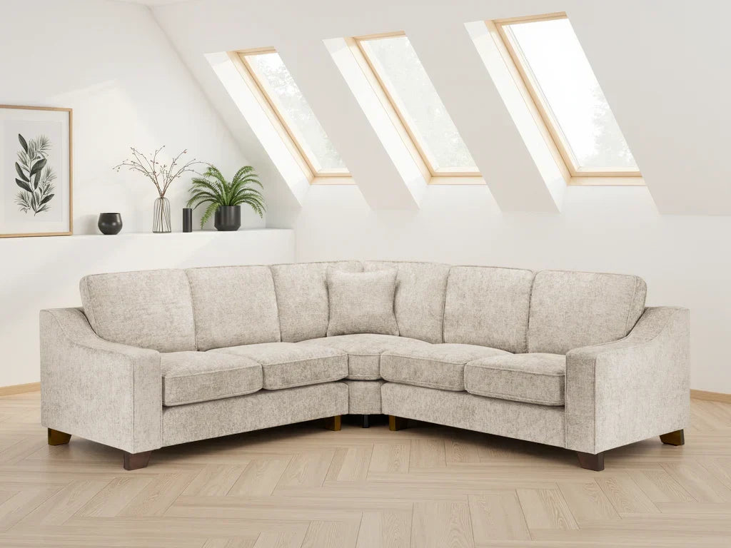 Nebraska Large Corner Sofa: Plush Fabric, Removable Cushions, Sturdy Wooden Feet