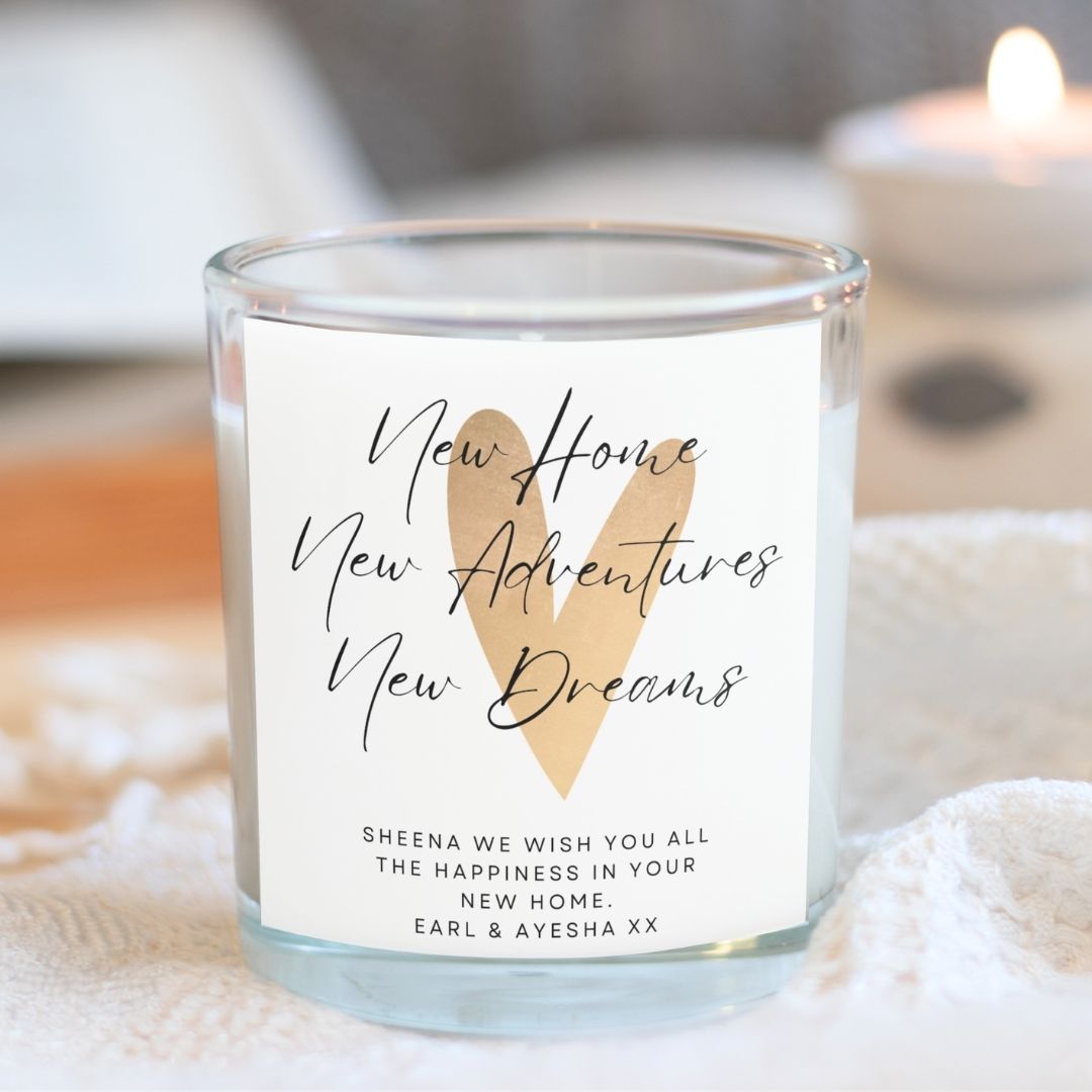 Personalised Gold Heart New Home Candle Gift box | Friend, Couples