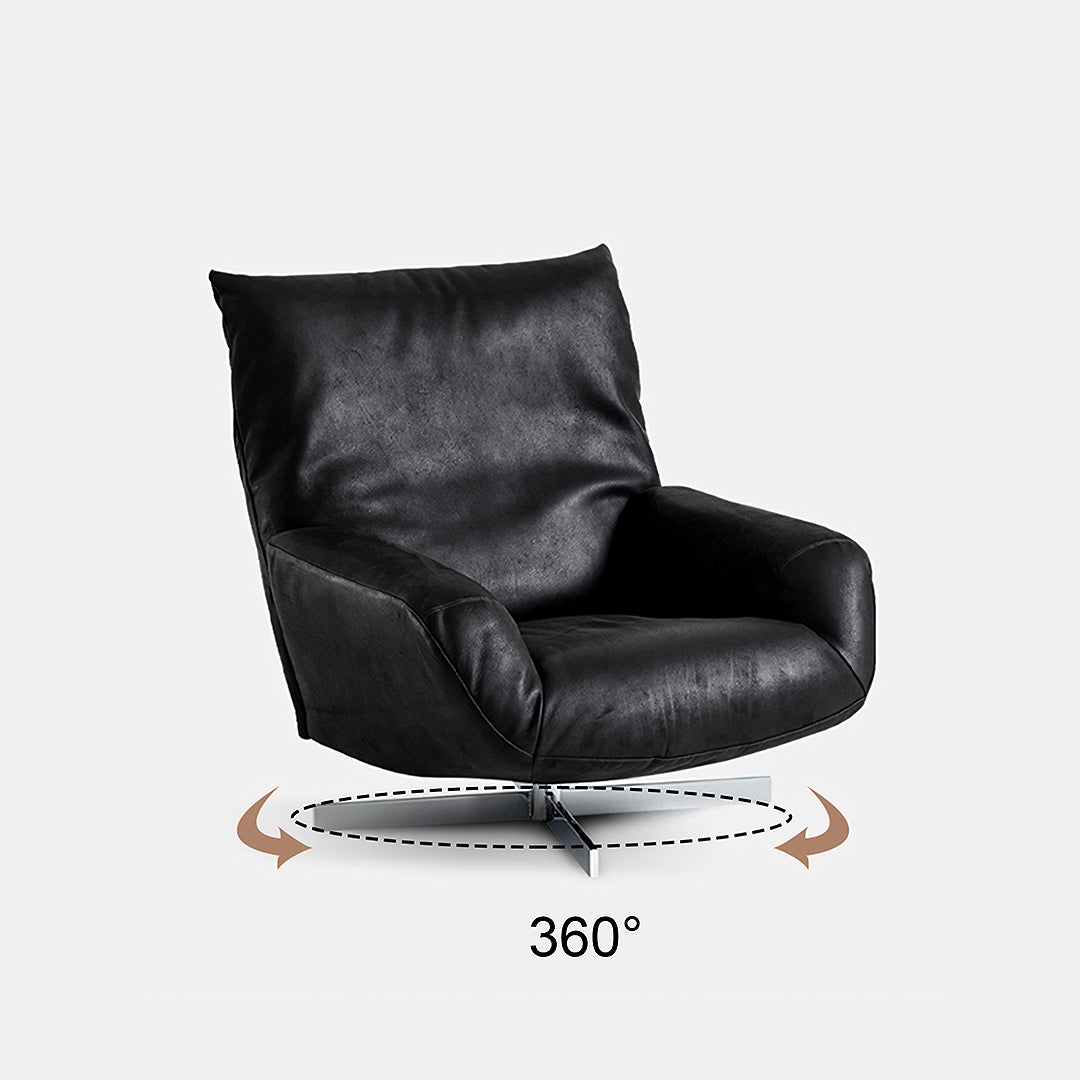 Schmidt Chiara Lounge Chair With Footstool, Swivel, Real Leather