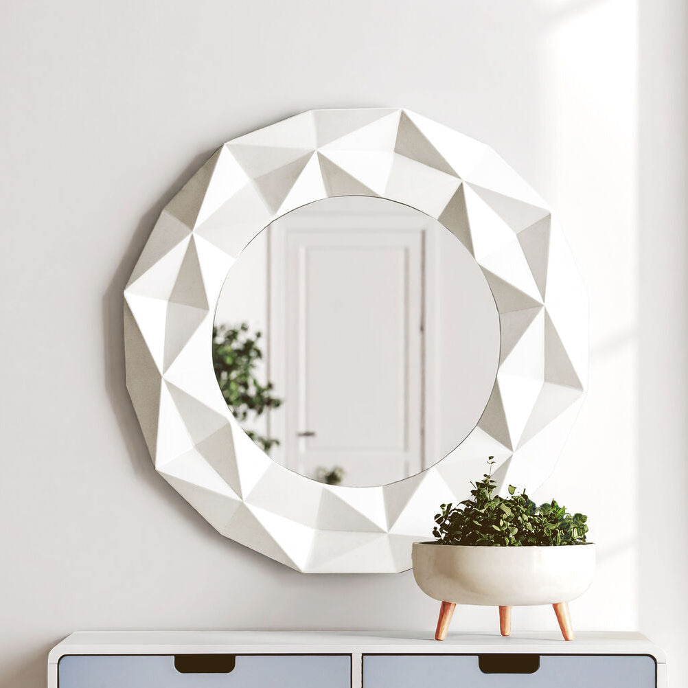 Stockholm White High Gloss Round Wall Mirror