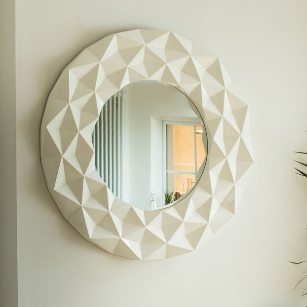 Stockholm White High Gloss 3D Design Wall Mirror