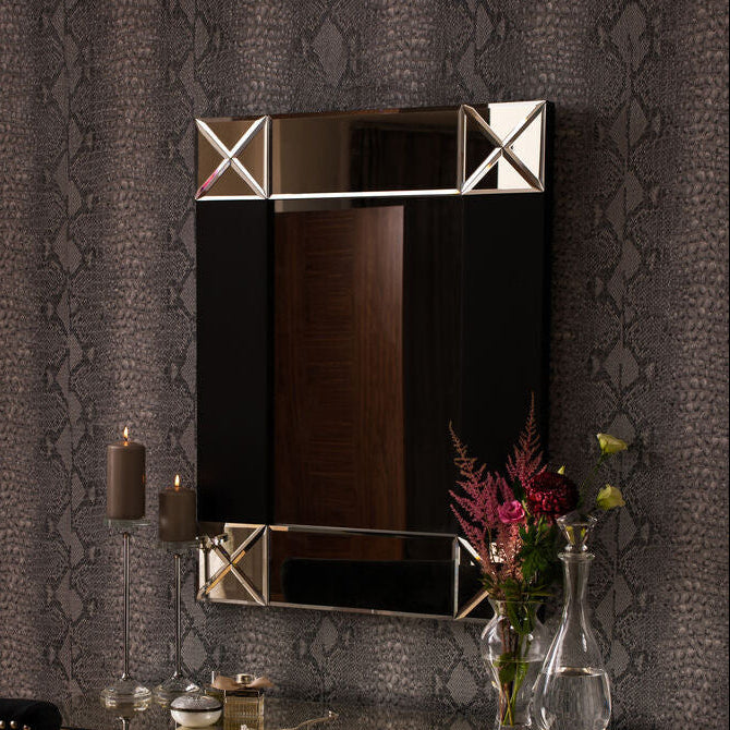 Boulevard Small Wall Mirror with Black and Bevelled Frame