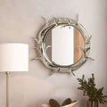 Antler Silver Metal Wall Mirror with Antler Frame