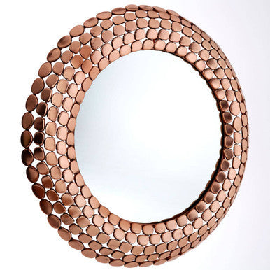 Pebble Design Copper Finish Round Wall Mirror | Templar