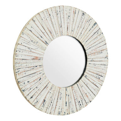 Driftwood White Wash Round Wall Mirror