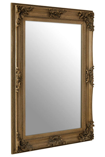 Antoinette Antique Bronze Wood Rectangular Wall Mirror with Carved Motifs