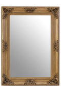 Antoinette Antique Bronze Wood Rectangular Wall Mirror with Carved Motifs