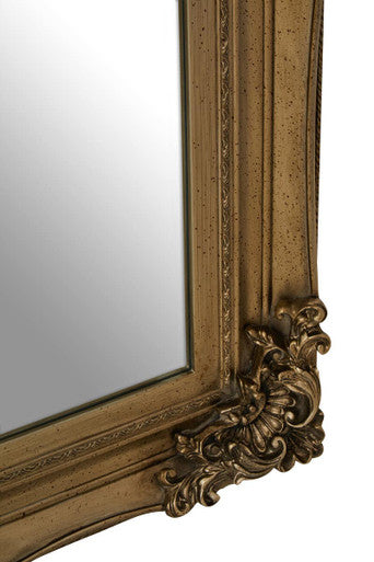 Antoinette Antique Bronze Wood Rectangular Wall Mirror with Carved Motifs