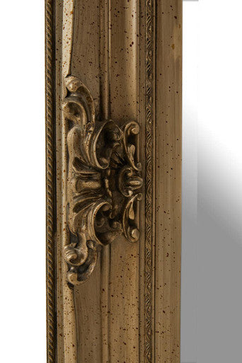 Antoinette Antique Bronze Wood Rectangular Wall Mirror with Carved Motifs