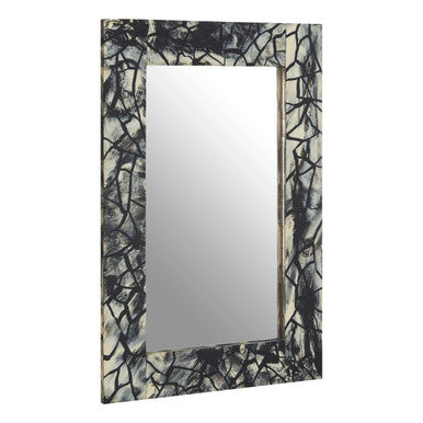 Aliso Grey and Black Wood Wall Mirror with Mosaic Design