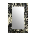 Aliso Grey and Black Wood Wall Mirror with Mosaic Design