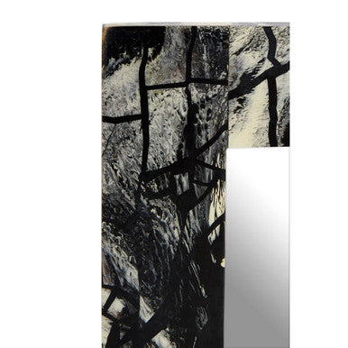 Aliso Grey and Black Wood Wall Mirror with Mosaic Design