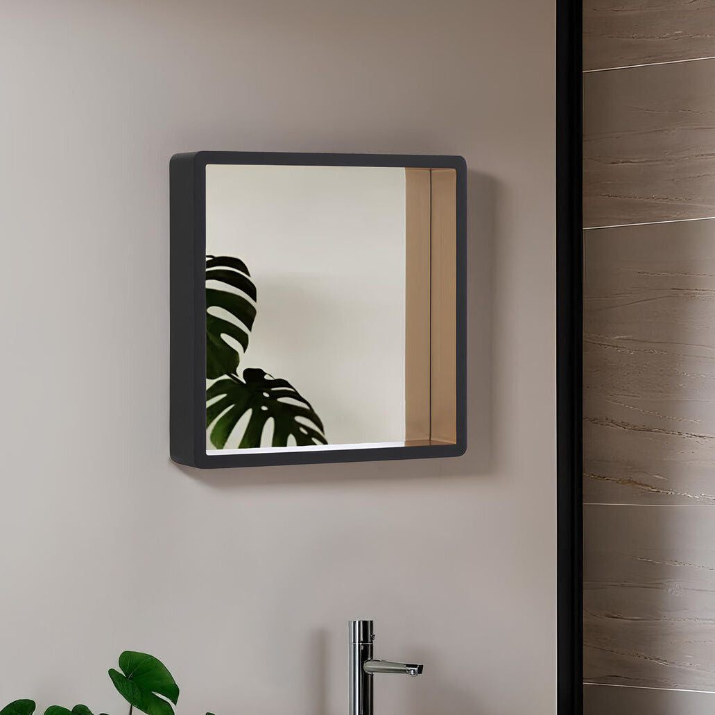 Bisha Small Black Wall Mirror With Gold Edge