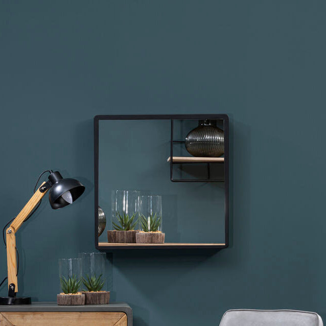 Trosa Medium Black Wall Mirror With Gold Edge