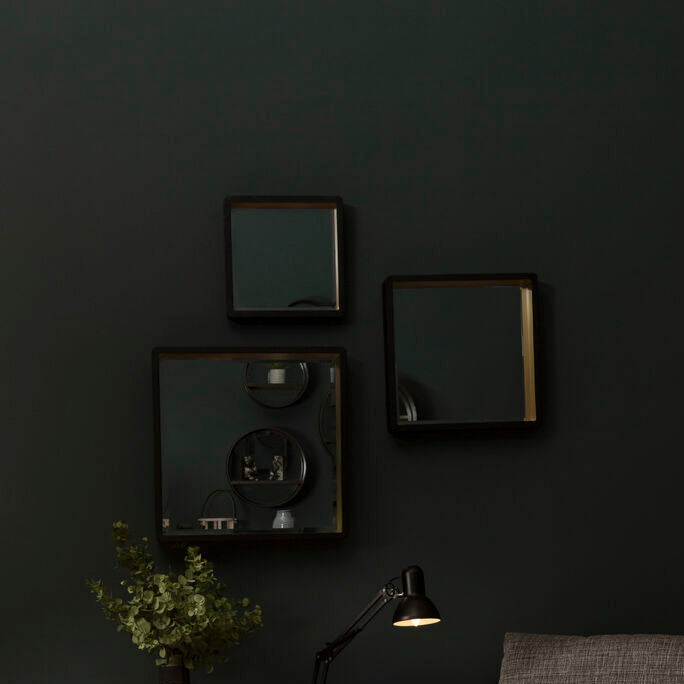 Trosa Large Black Wall Mirror With Gold Edge