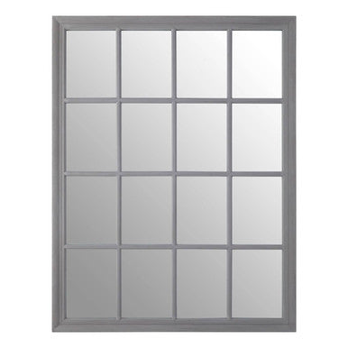 Hawthorne Antique Grey Finish Wooden Grid Wall Mirror