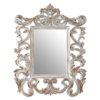 Antique Grey Fleur-De-Lis Wall Mirror | Caracci