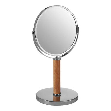 Cassini Chrome And Rubberwood Table Mirror