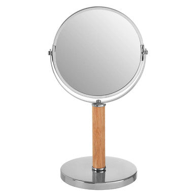 Cassini Chrome And Rubberwood Table Mirror