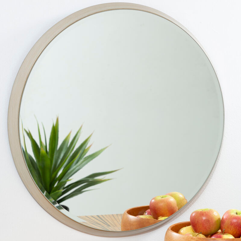 Athena Large Round Wall Mirror With Silver Frame