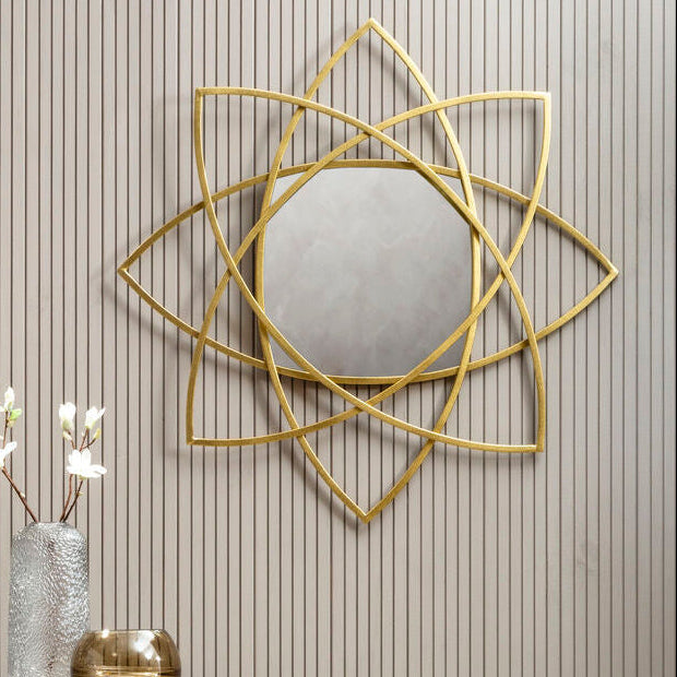 Farran Gold Finish Geometric Wall Mirror