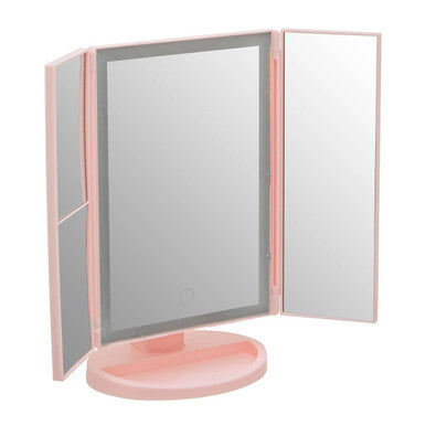 Cassini Tri Fold Pink LED Table Mirror
