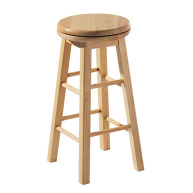 Chester Natural Hevea Wood Bar Stool with Swivel Base