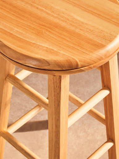 Chester Natural Hevea Wood Bar Stool with Swivel Base