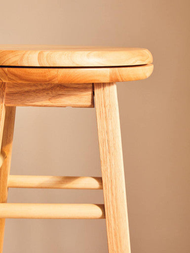 Chester Natural Hevea Wood Bar Stool with Swivel Base