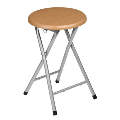 Hinata Silver Wood Veneer Stool with Folding Design
