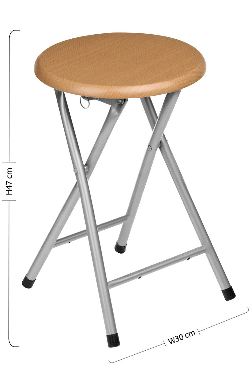 Hinata Silver Wood Veneer Stool with Folding Design