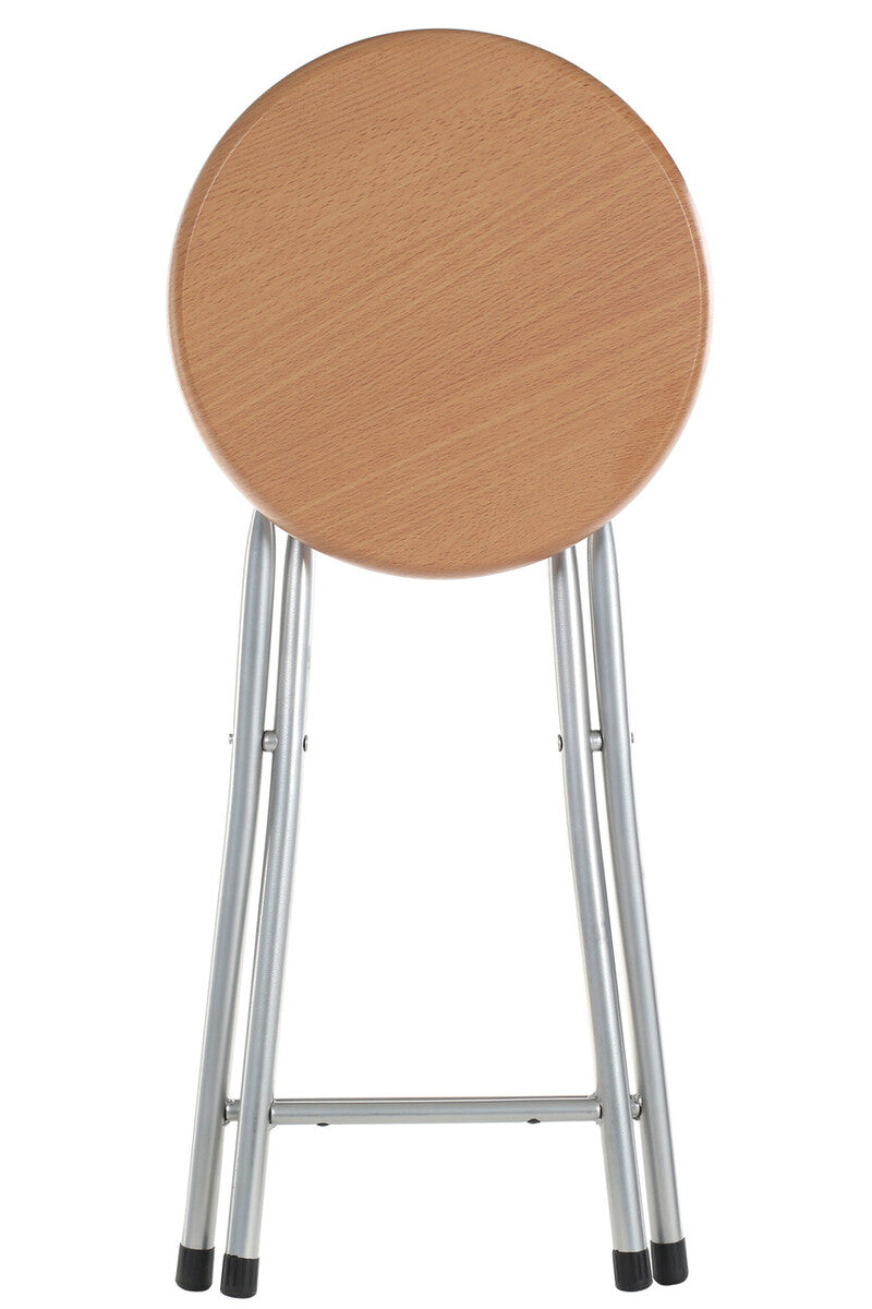 Hinata Silver Wood Veneer Stool with Folding Design
