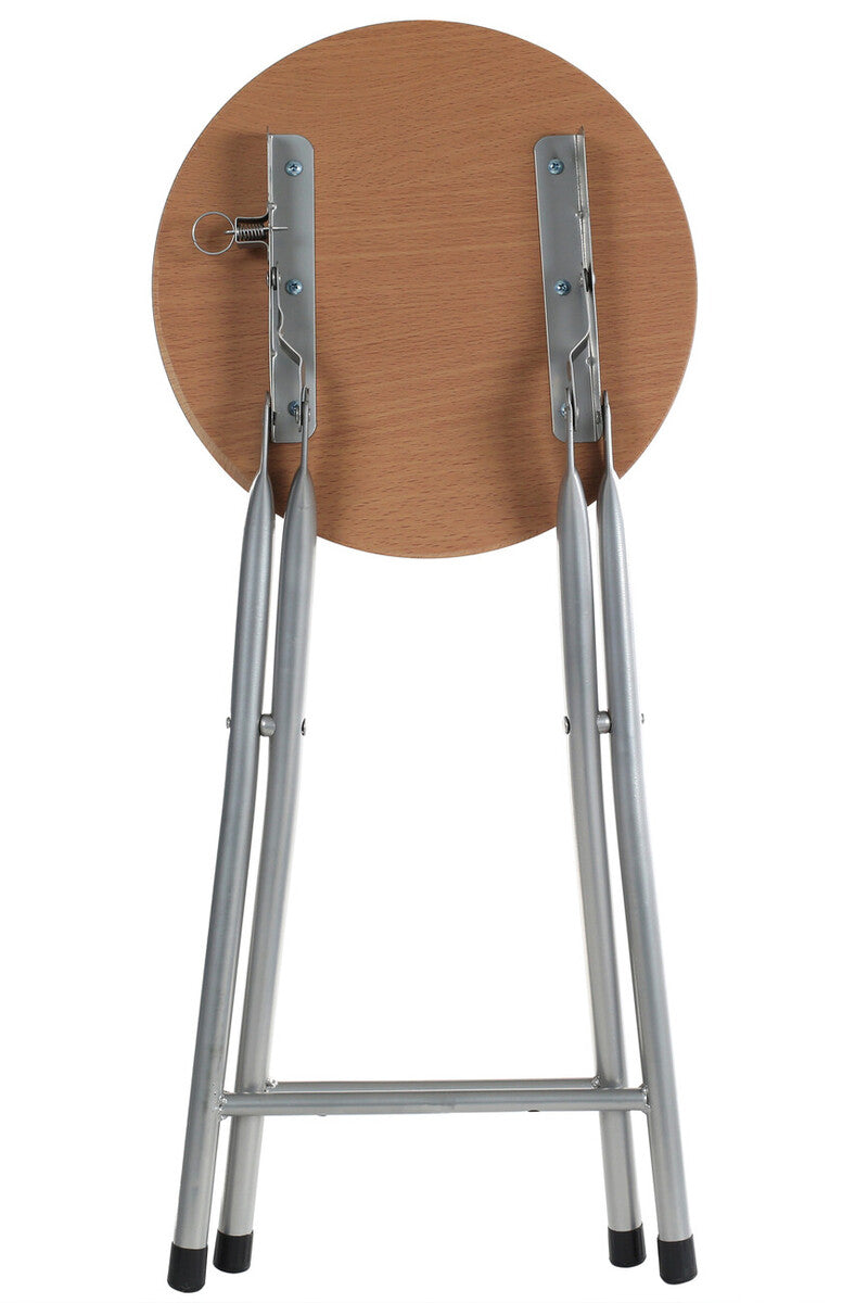 Hinata Silver Wood Veneer Stool with Folding Design