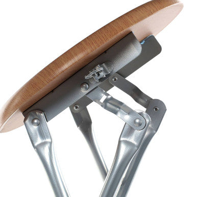 Hinata Silver Wood Veneer Stool with Folding Design