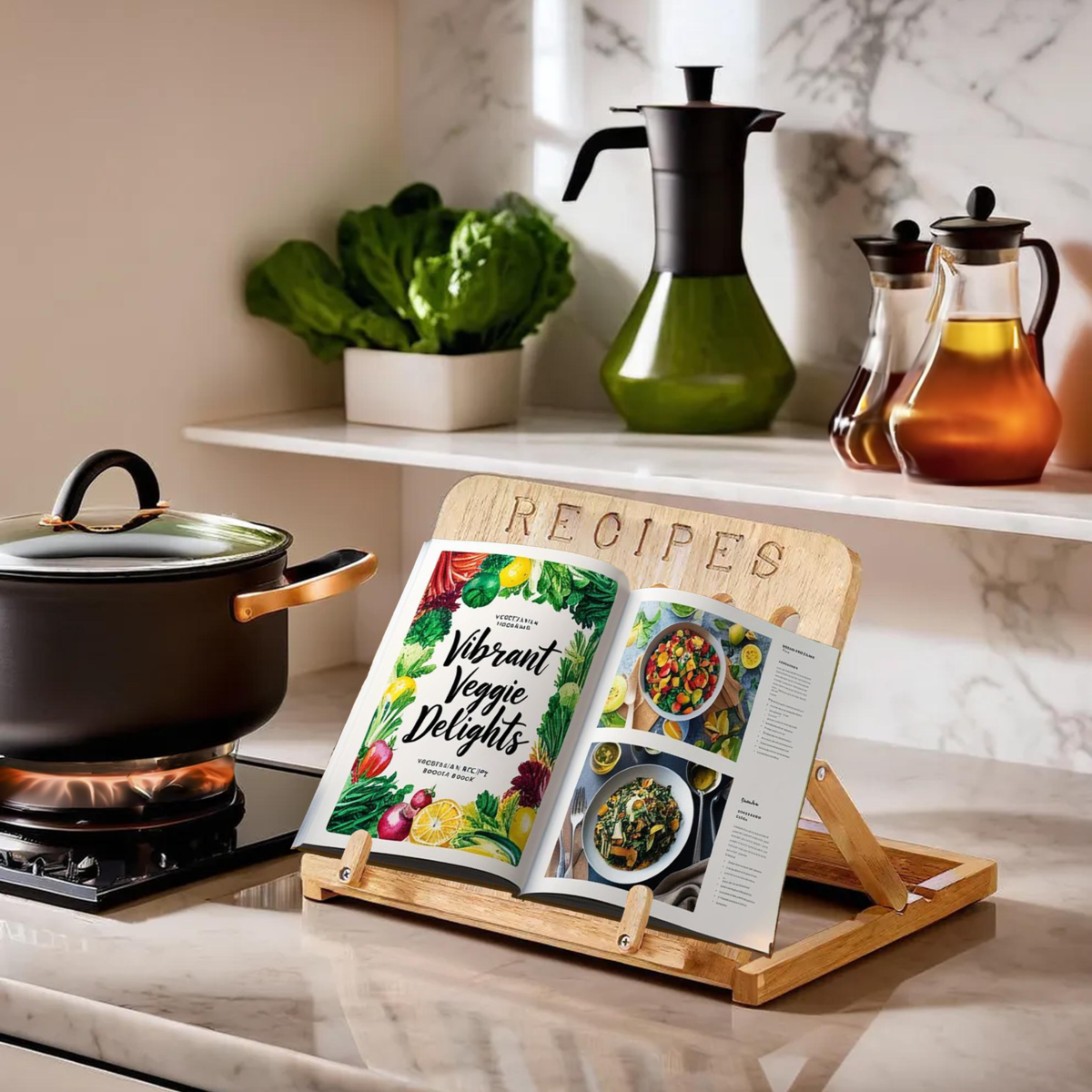 Soka Tropical Hevea Wood Cookbook Stand