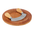 Aleki Natural Bamboo Serving Board with Mezzaluna Herb Chopper