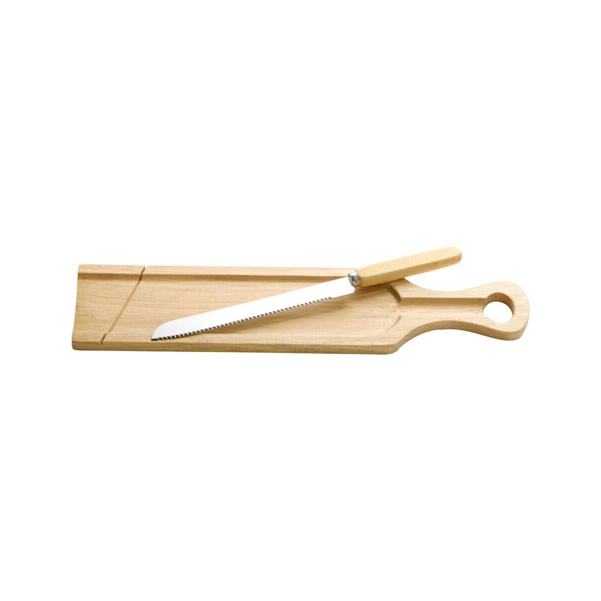 Soka Rubberwood Bread Board And Knife Set