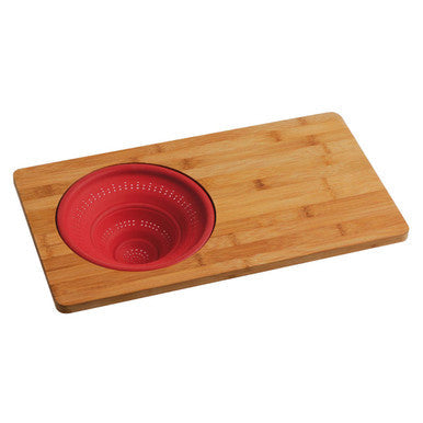 Aleki Natural Bamboo Chopping and Serving Board with Silicone Colander