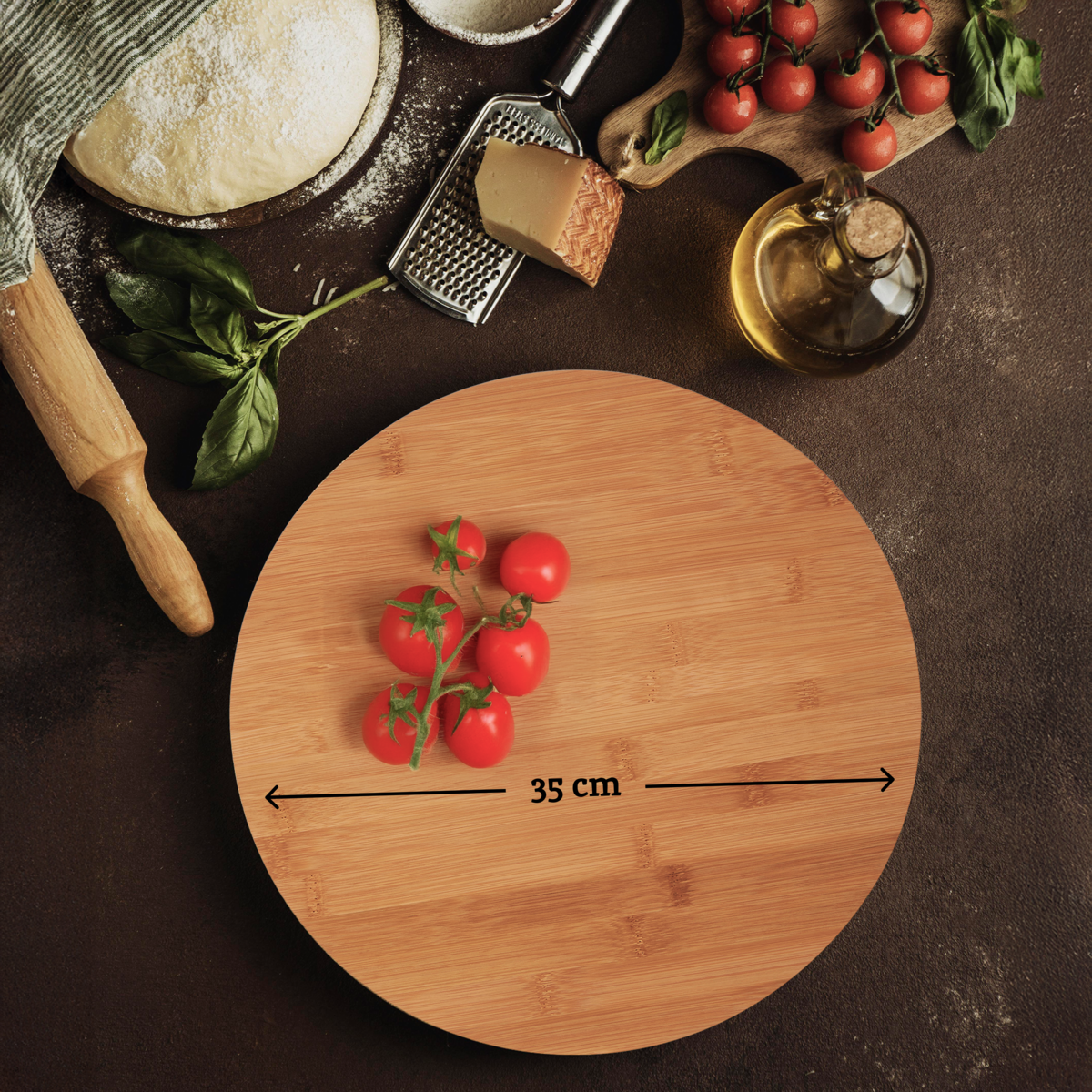 Aleki Natural Bamboo Lazy Susan with Three Footed Base